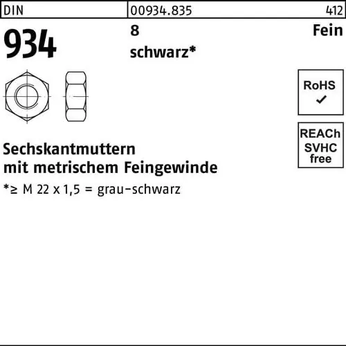 Letzte Chance Sechskantmutter DIN 934 M20x 1,5 8 sw 50 Stück