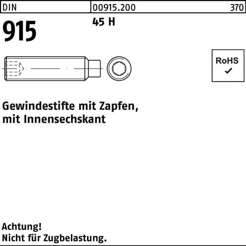 Angebot Gewindestift DIN 915 Zapfen/Innen-6kt M4x 5 45 H 1000 Stück