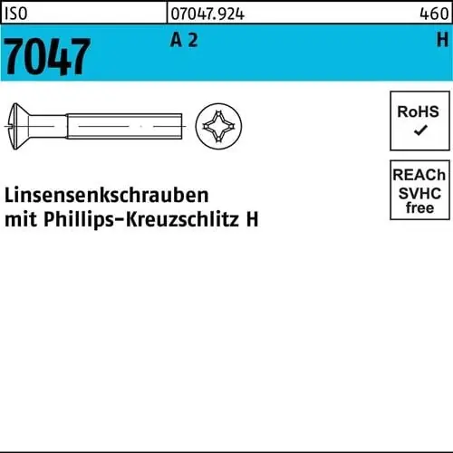 Linsensenkschraube ISO 7047 PH M8x 35-H A 2 100 Stück Neue Kollektion