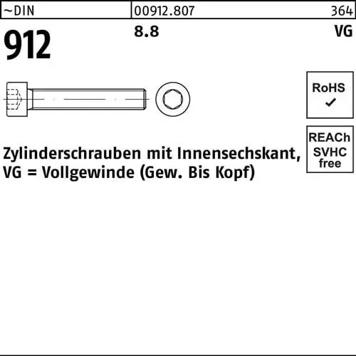 Zylinderschraube DIN 912 Innen-6kt VG M6x 100 8.8 200 Stück Wochenendangebot