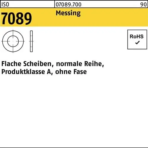 Unterlegscheibe ISO 7089 o.Fase 2,6 Messing 1000 Stück Neu