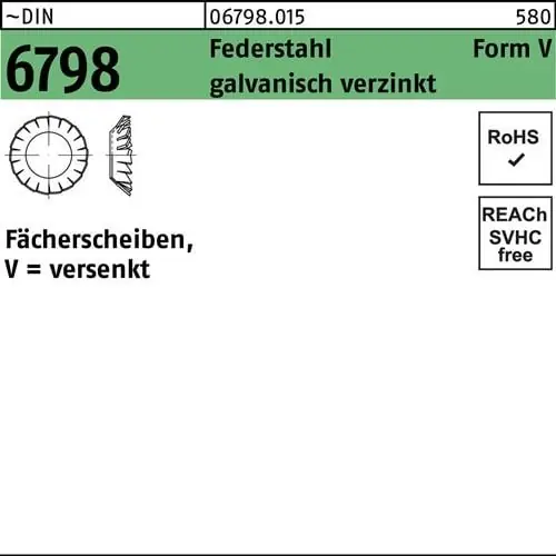 Fächerscheibe DIN 6798 FormV versenkt V 10,5 Federstahl galv.verz. 1000St. Neu Im Sortiment
