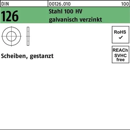 Online Kaufen Unterlegscheibe DIN 126 17,5x30x3 Sta 100 HV galv.verz. gestanzt 100St.