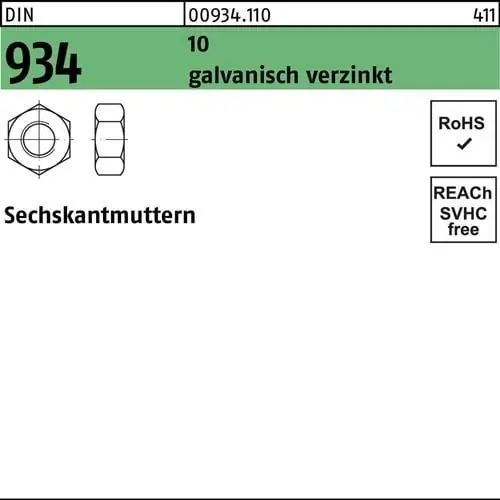 Letzte Chance Sechskantmutter DIN 934 M30 10 galv.verz. 10 Stück