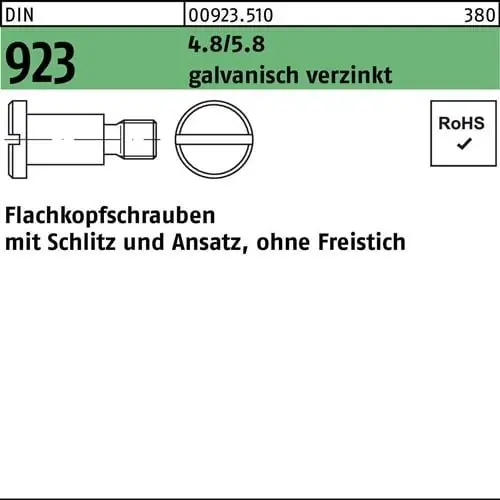 Direkt Vom Hersteller Flachkopfschraube DIN 923 Schlitz/Ansatz M5x16x7,0 4.8/5.8 galv.verz. 100St.
