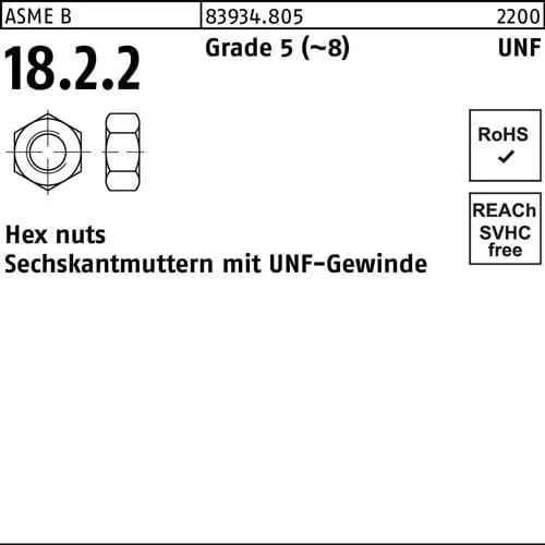 Sechskantmutter R 83934 UNF-Gewinde 5/8 Grade 5 (~8) 50 Stück Sonderangebot