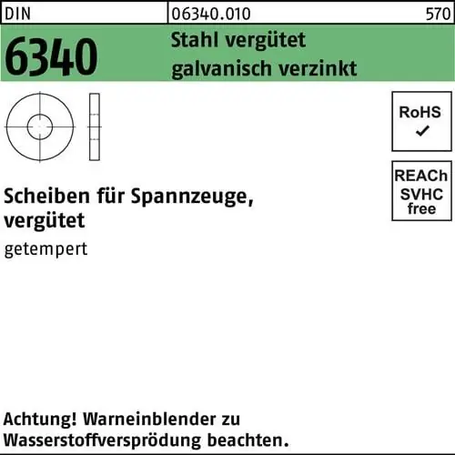 Scheibe DIN 6340 15x 40x 5 Stahl vergütet galv.verz. 100 Stück Echt