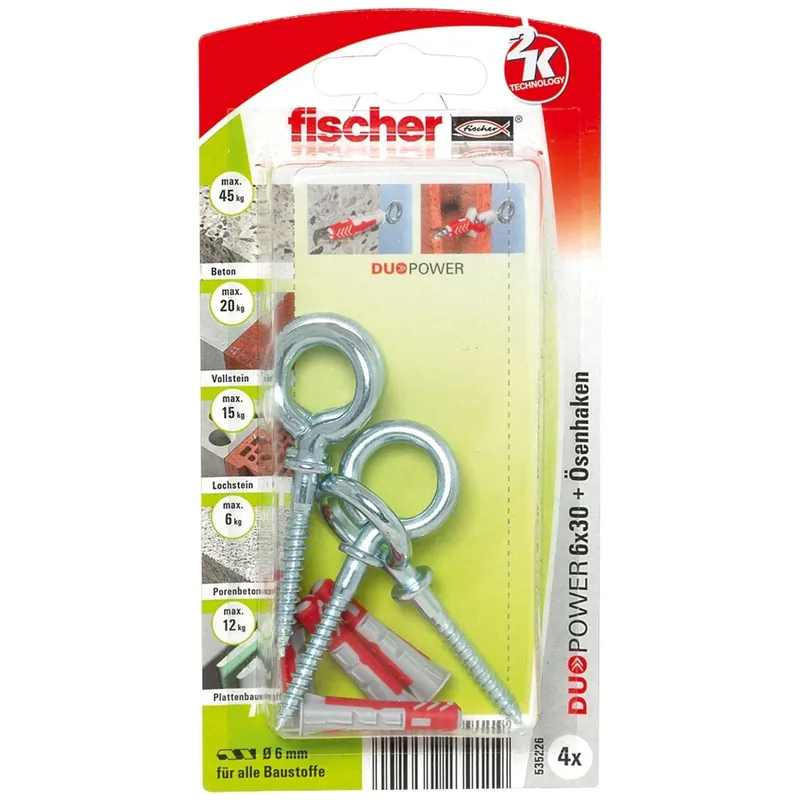 Fischer 4x DUOPOWER 6X30 OH mit Ösenhaken - 535226 Knallerangebot