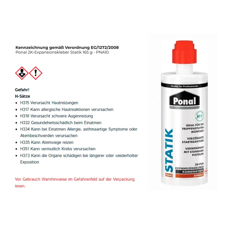 Versand Am Gleichen Tag Ponal 2K-Expansionskleber Statik 165 g - PNA10
