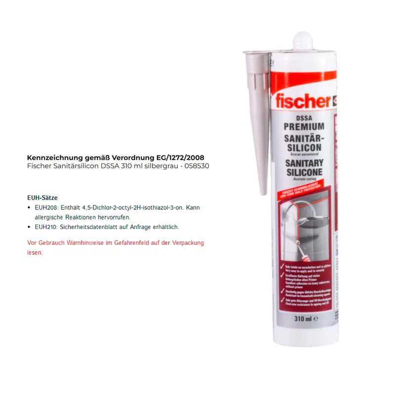 Mega-Angebot Fischer Sanitärsilicon DSSA 310 ml silbergrau - 058530