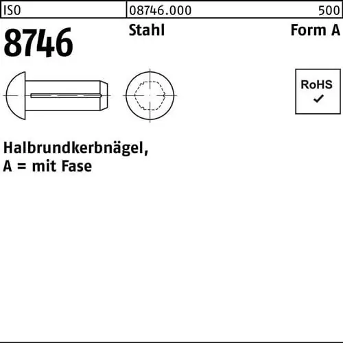 Halbrundkerbnagel ISO 8746 Fase 3x 15 Stahl 500 Stück Rabatt