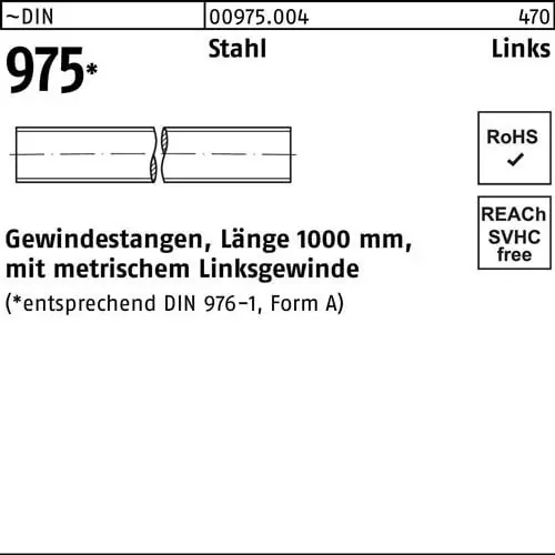 Kostenfreie Lieferung Gewindestange DIN 975 links M30 -LHx 1000mm Stahl 1 Stück