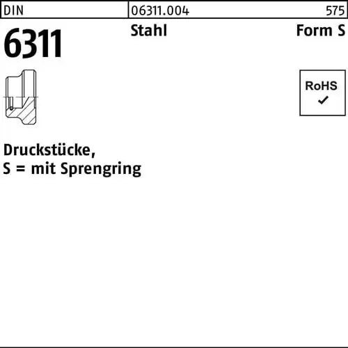 Druckstück DIN 6311 Sprengring S 25 M12 Stahl 10 Stück Highlight
