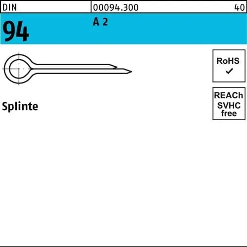 Splinte DIN 94/ISO 1234 5x 80 A 2 250 Stück Direktkauf