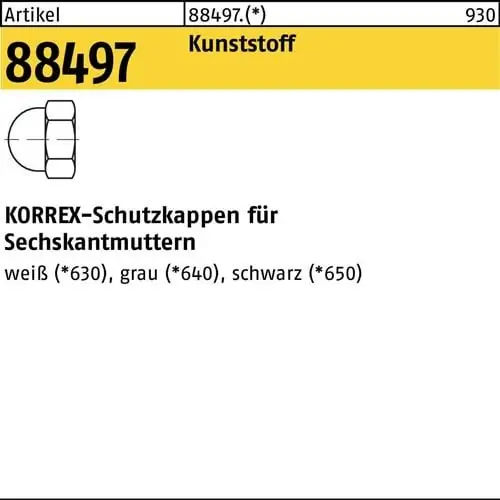 Expressversand Schutzkappe R 88497 f.Sechskantmuttern f. M16/SW 24 Ku. sw 50St. DUBO