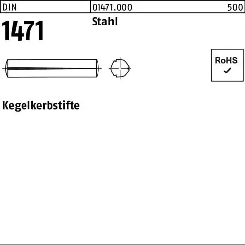 Abverkauf Kegelkerbstift DIN 1471 8x 30 Stahl 100 Stück
