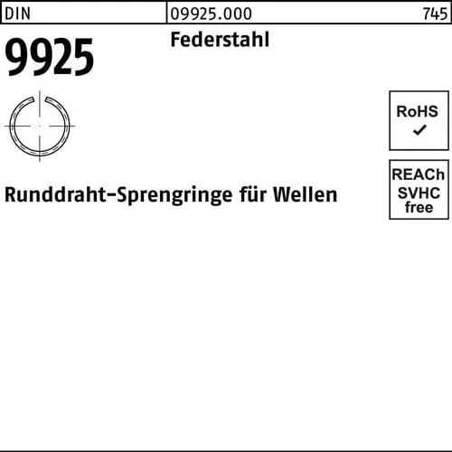 Geprüft Sprengring DIN 9925 20 Federstahl Runddraht 1000 Stück