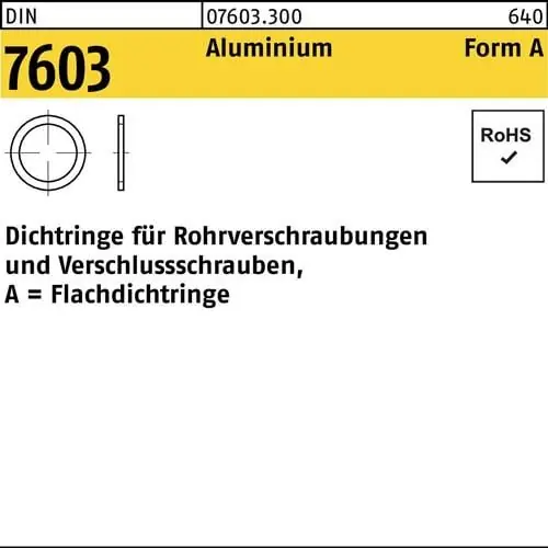 Flachdichtring DIN 7603 10x13,5x1 Aluminium 100 Stück Günstig