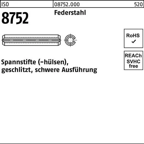 Bestpreis Spannstift ISO 8752 geschlitzt 14x 80 Federstahl schwere Ausf. 25 Stück