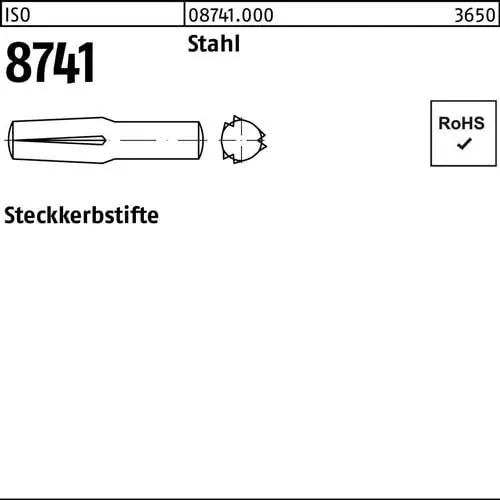 Steckkerbstift ISO 8741 12x 55 Stahl 25 Stück Sichere Zahlung