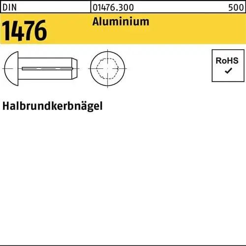 Halbrundkerbnagel DIN 1476 3x 4 Aluminium 500 Stück Günstig