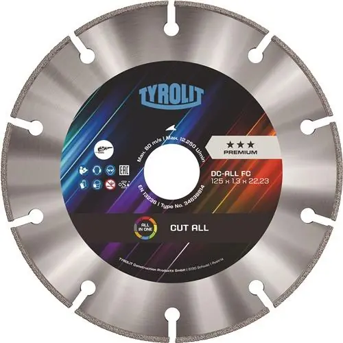 Diamanttrennscheibe DC ALL FASTCUT D.125mm Bohr.22,23mm Seg.-H.10mm Seg.-S.1,8mm Kostenfreie Lieferung
