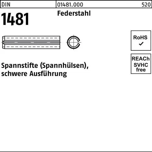 Spannstift DIN 1481 7x 30 Federstahl schwere Ausführung 100 Stück Neue Kollektion