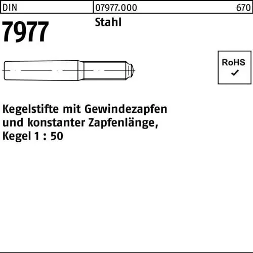Sale Kegelstift DIN 7977 m.Gewindezapfen 20 x 100 Stahl Kegel 1:50 5 Stück