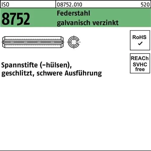 Top-Angebot Spannstift ISO 8752 geschlitzt 6x32 Federstahl galv.verz. schwere Ausf. 100St.