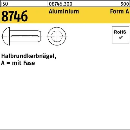 Halbrundkerbnagel ISO 8746 Fase 1,4x 4 Aluminium 500 Stück Online Kaufen