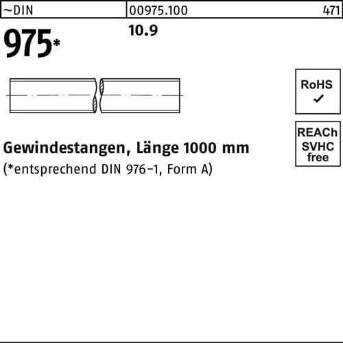 Gewindestange DIN 975 M24x 1000mm 10.9 1 Stück Günstig