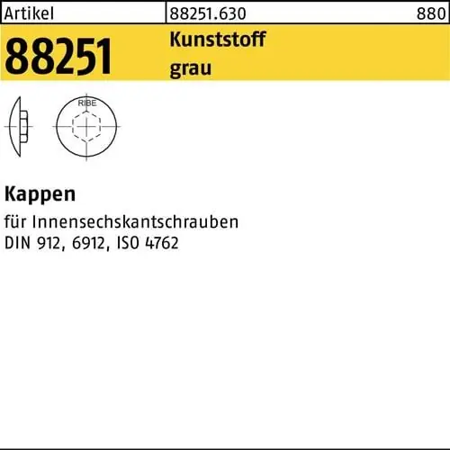 Kostenloser Rückversand Kappe R 88251 f.Innen-6kt 12 M14 Ku. grau 200 Stück
