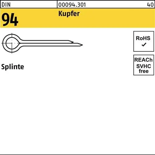 Splinte DIN 94/ISO 1234 4x 32 Kupfer 100 Stück Neuheit