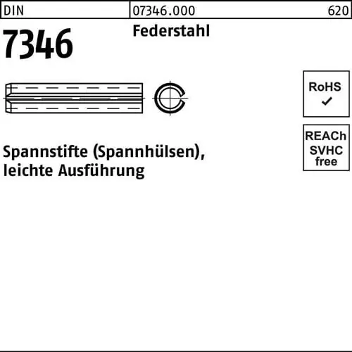 Kracherpreis Spannstift DIN 7346/ISO 13337 10x 70 Federstahl leichte Ausf. 50 Stück