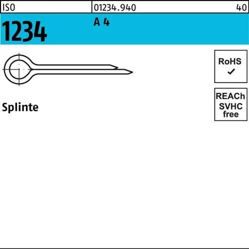 Kracherpreis Splinte ISO 1234 8x 56 A 4 25 Stück