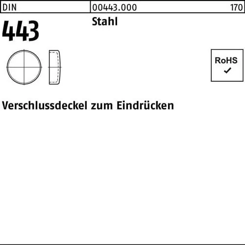Verschlußdeckel DIN 443 z.Eindrücken 28 Stahl 100 Stück Angebot