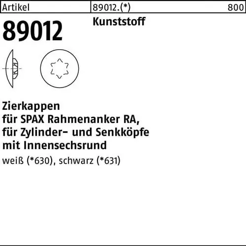 Kappe R 89012 sw Ku. sw 500 Stück SPAX Top-Preis