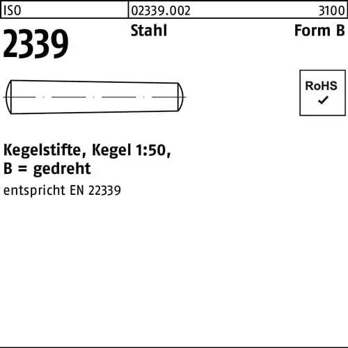 Nur Für Kurze Zeit Kegelstift ISO 2339 gedreht B 8x 50 Stahl Kegel 1:50 50 Stück