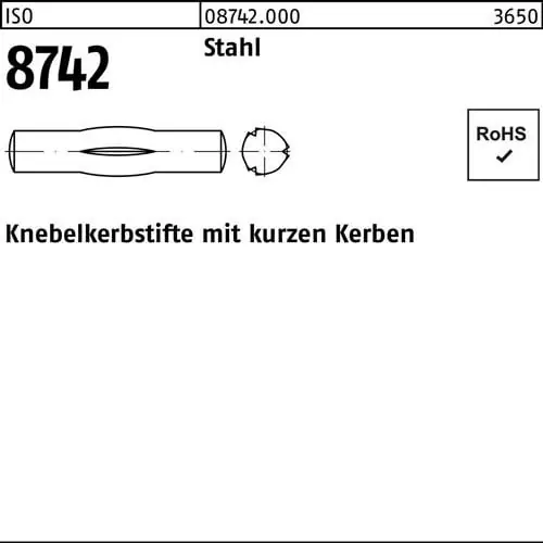 Heißes Angebot Knebelkerbstift ISO 8742 kurzen Kerben 4x 26 Stahl 100 Stück
