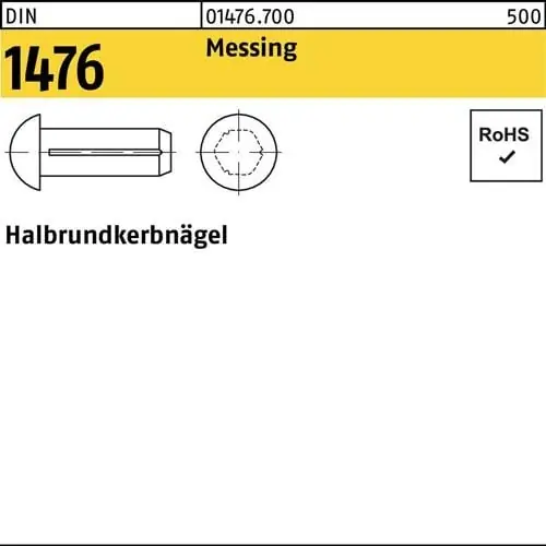 Halbrundkerbnagel DIN 1476 2x 6 Messing 200 Stück Neue Ware