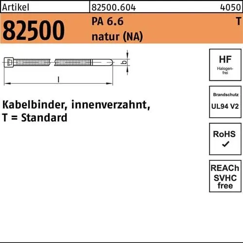 Markenware Kabelbinder R 82500 innenverz. 8,9x530/150 PA 6.6 natur 25St. HELLERMANNTYTON
