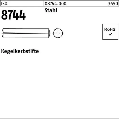 Expressversand Kegelkerbstift ISO 8744 10x 100 Stahl 25 Stück