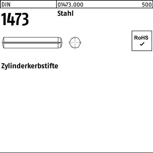 Highlight Zylinderkerbstift DIN 1473 5x 10 Stahl 100 Stück