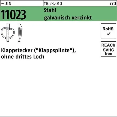 Klappstecker DIN 11023 6x 42 Stahl galv.verz. 50 Stück Wochenendangebot