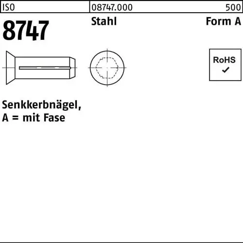 Online Kaufen Senkkerbnagel ISO 8747 Fase 3x 10 Stahl 500 Stück