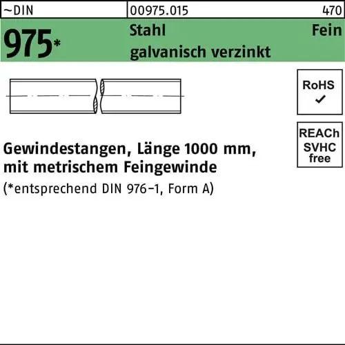 Neu Gewindestange DIN 975 M24x 2x 1000mm Stahl galv.verz. 1 Stück