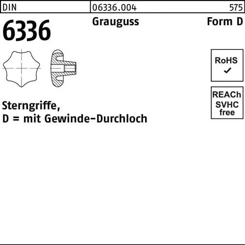 Sterngriff DIN 6336 FormD D 32 M6 Grauguss 10 Stück Sofort Bestellen