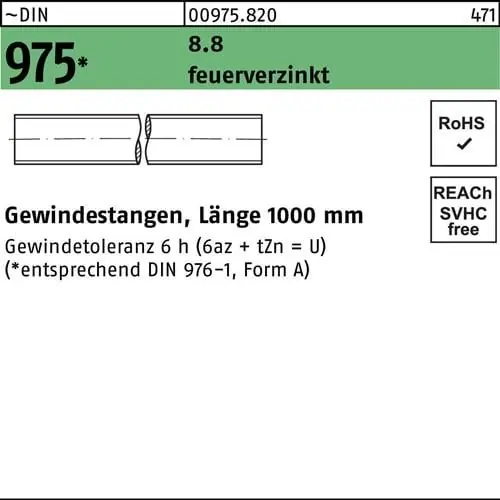Gewindestange DIN 975 M36x 1000mm 8.8 feuerverz. 1 Stück Billig