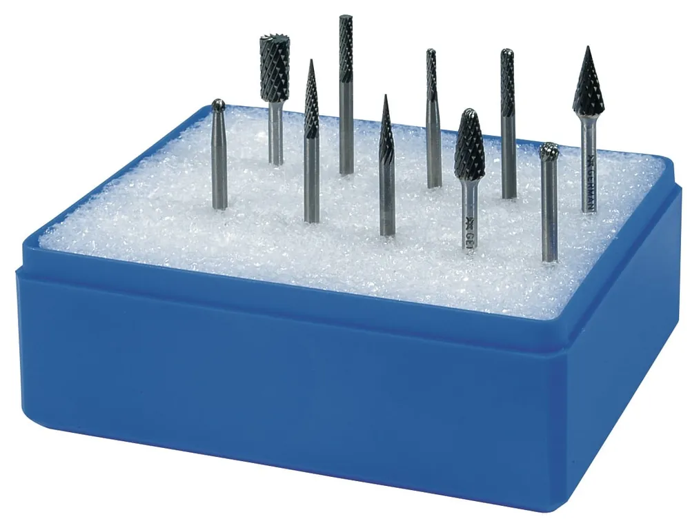 Kleinfrässtiftesatz Schaft-D.3mm 10-tlg.HM Verz.Kreuz Ku.-Kass.TECWERK Meistverkauft