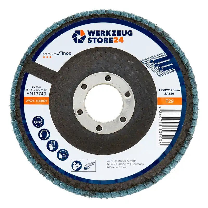 WS24 10x Lamellenschleifscheibe 115 mm gewölbt Zirkonkorund K 120 - WS24-100049 Versand Am Gleichen Tag